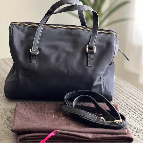 KATE SPADE BLACK LEATHER BOW MEDIUM CROSSBODY SATCHEL BAG PURSE POCKETBOOK - Picture 2 of 5